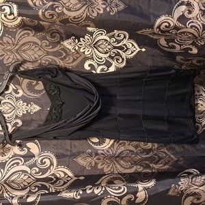 Black satin mini cocktail dress large Kouture by Kimora